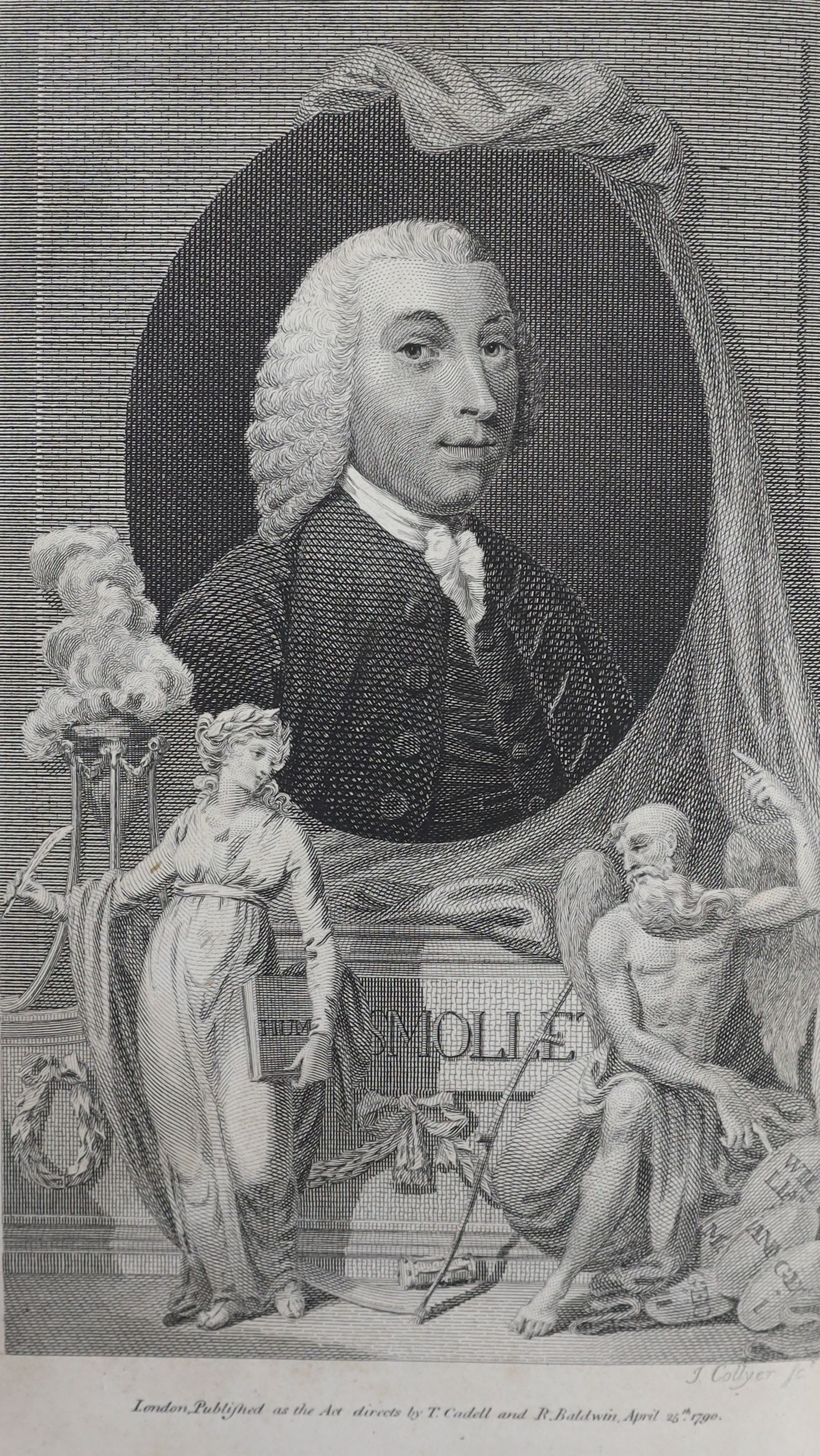 Smollett, Tobias - The History of England, 5 vols, 8vo, tree calf, with authors portrait and 11 other portrait engravings, London, 1791